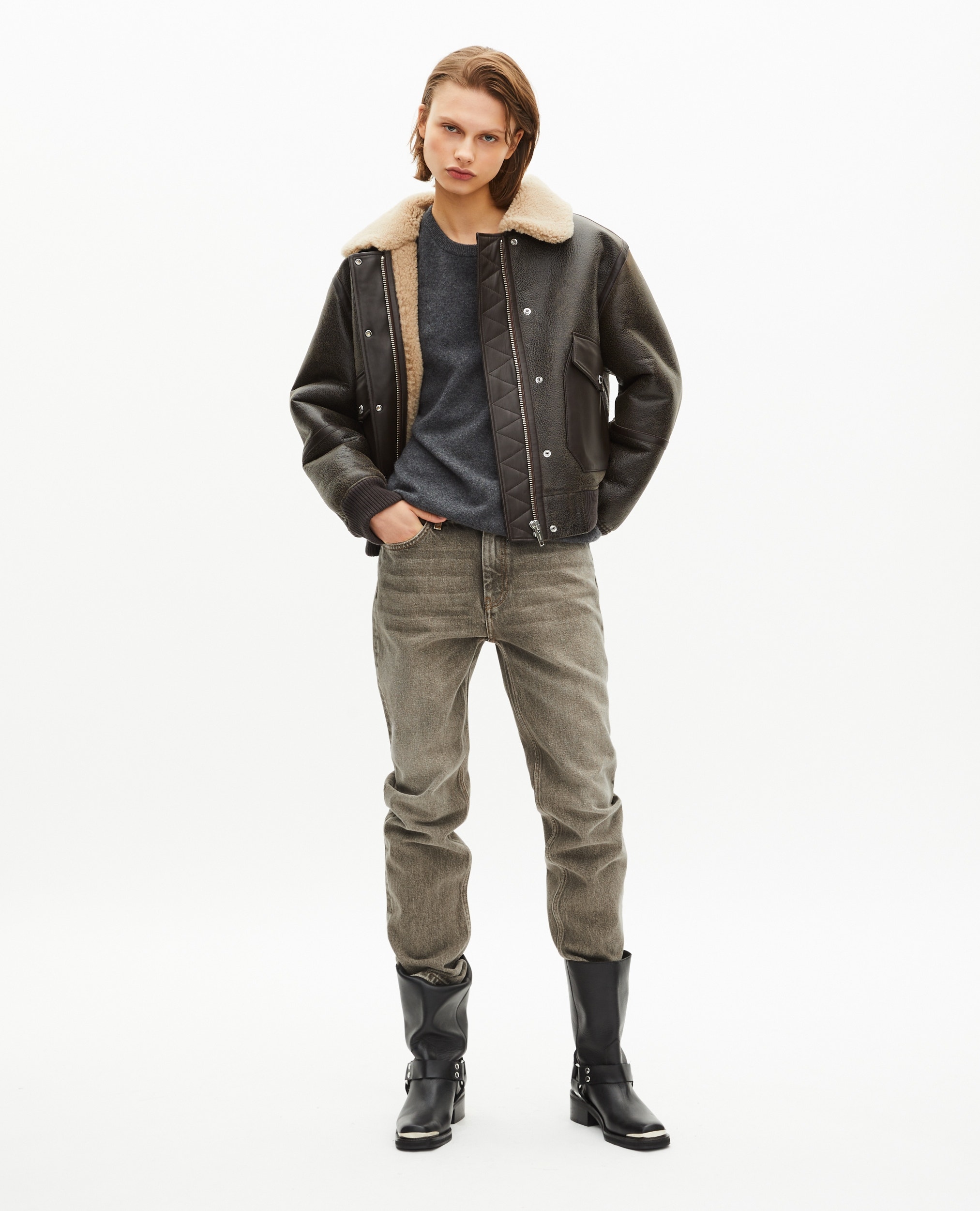 WIDE-LEG OLIVE JEANS