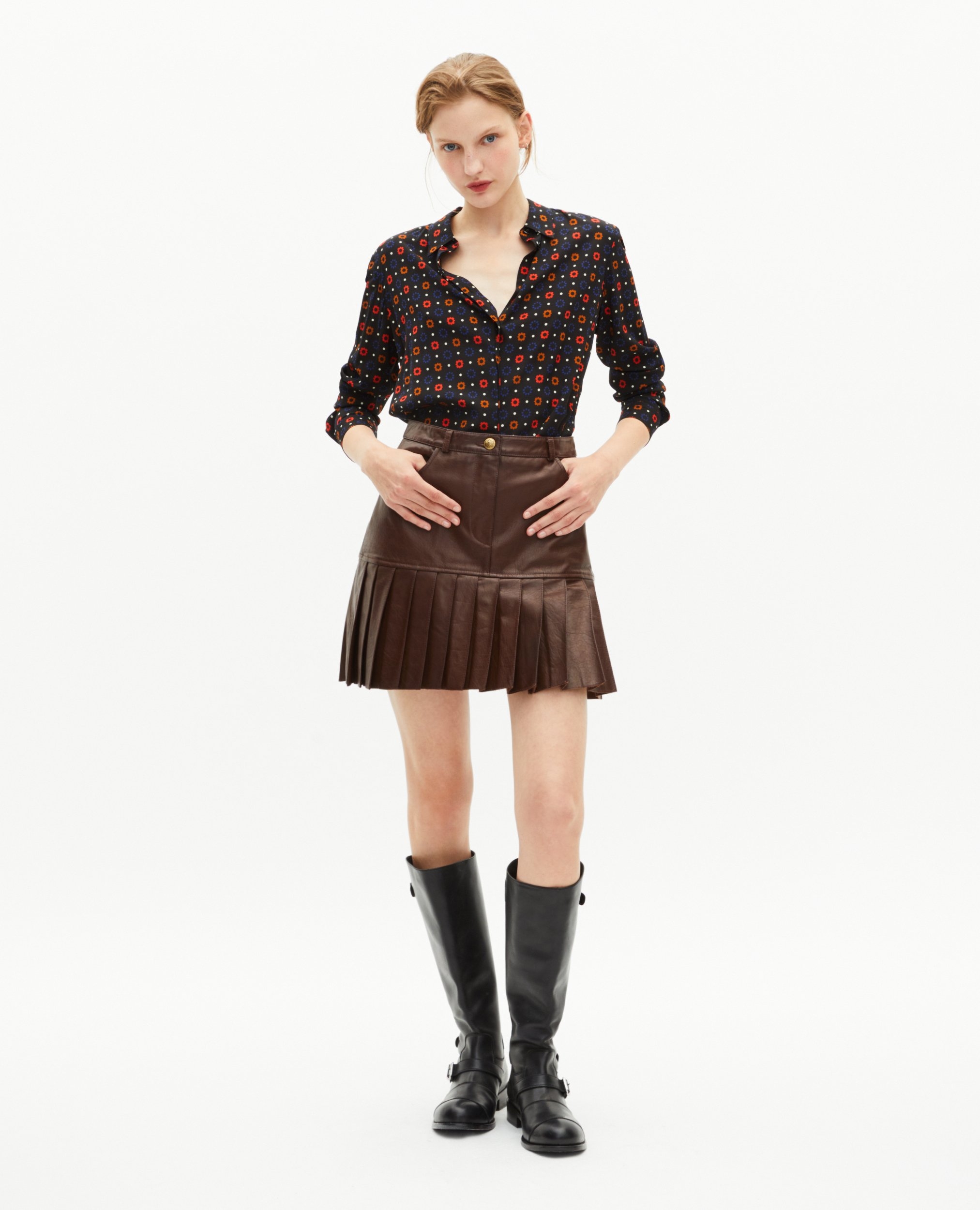 JUPE PLISSEE EN CUIR