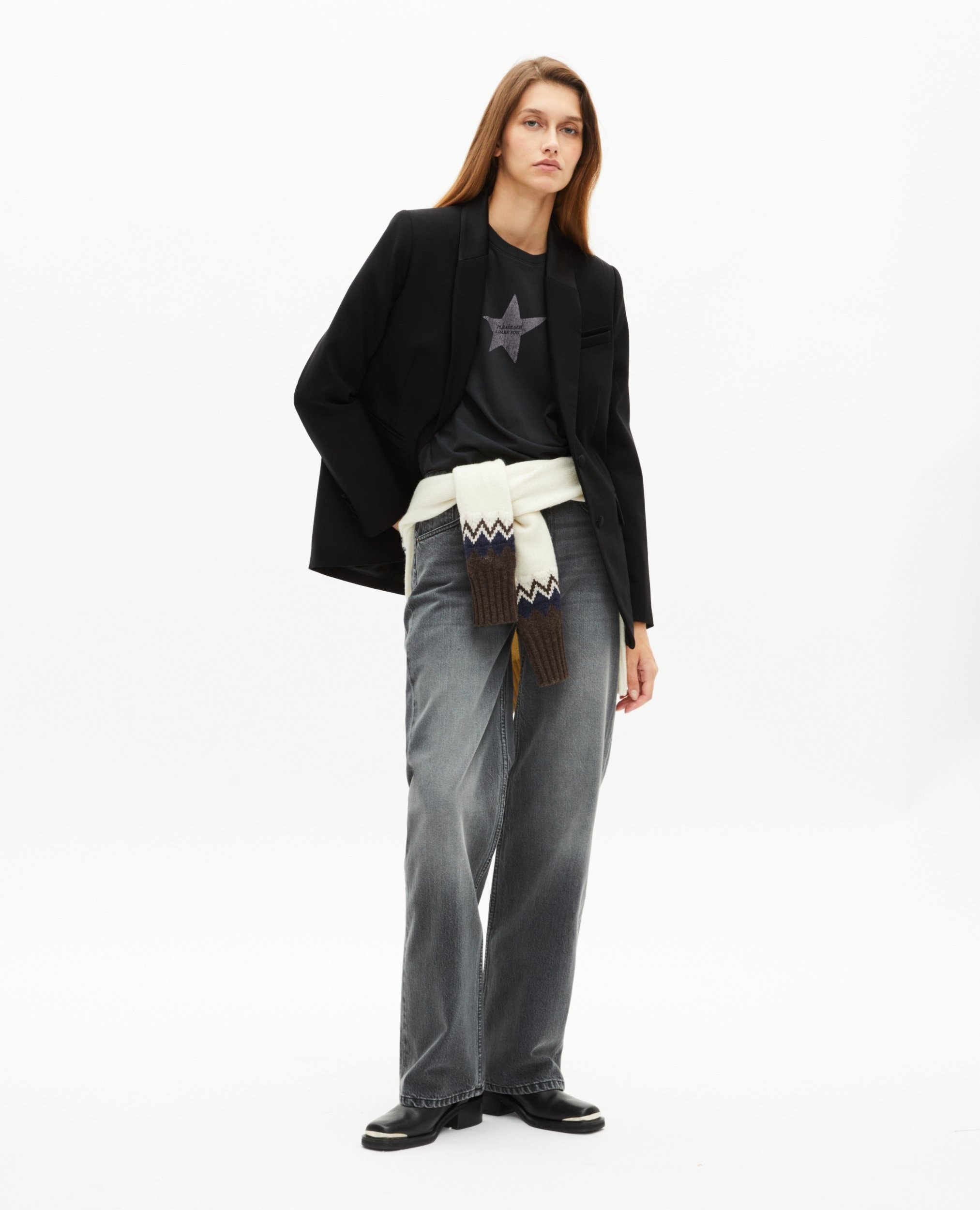 BLACK SATIN DETAIL SUIT JACKET