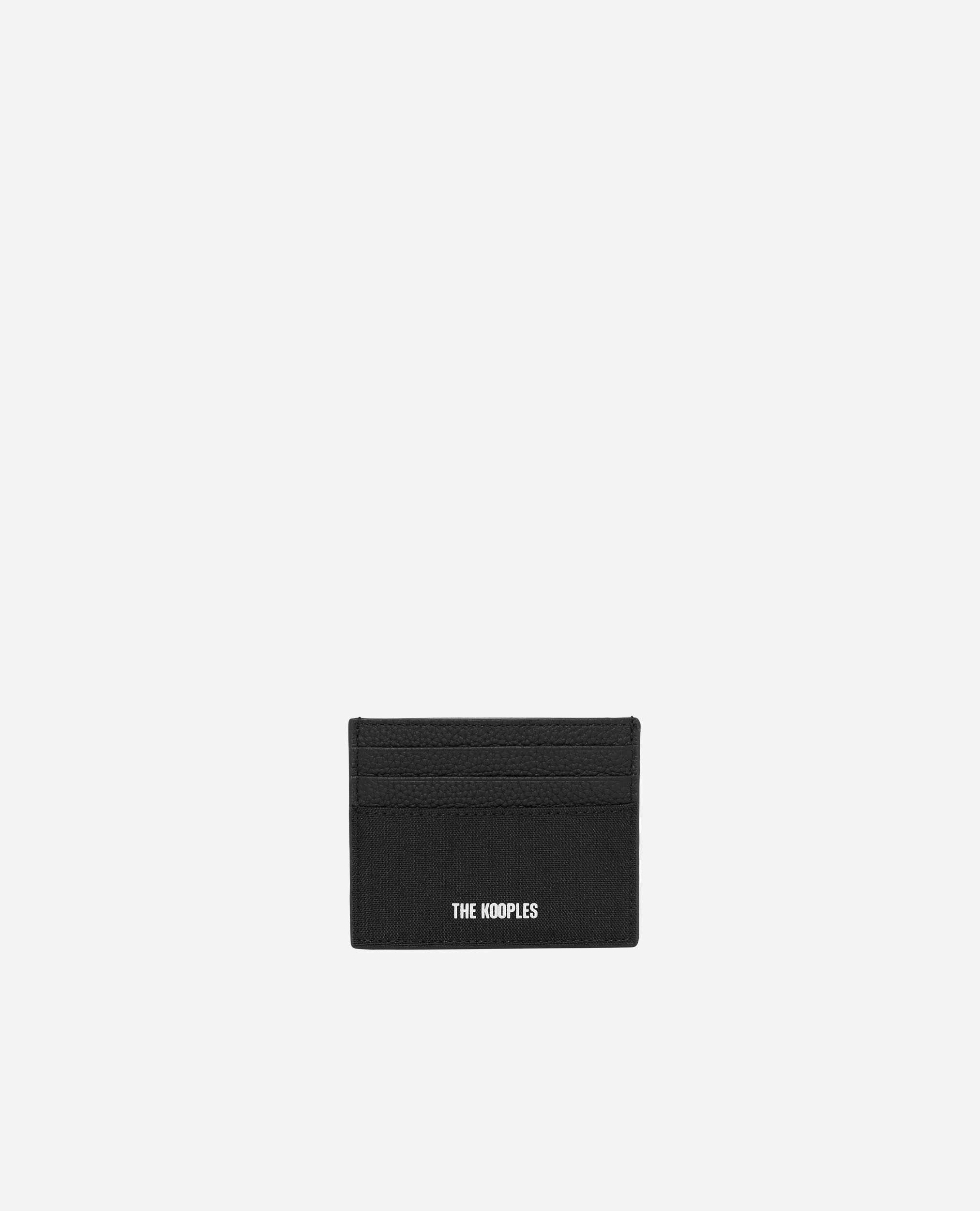 BLACK CANVAS AND GRAINED LEATHER CARDHOLDER