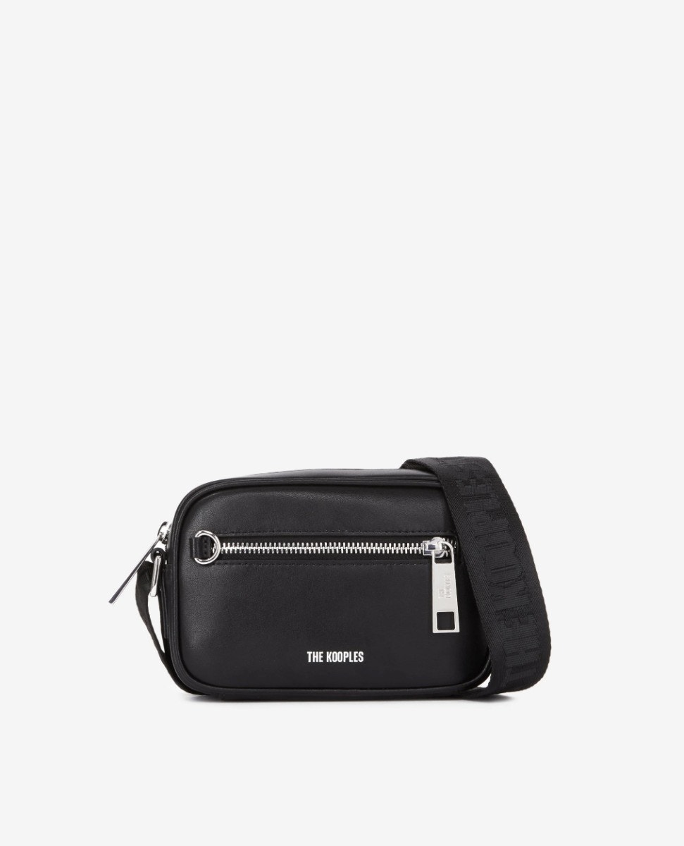 SMALL BLACK LEATHER MESSENGER BAG