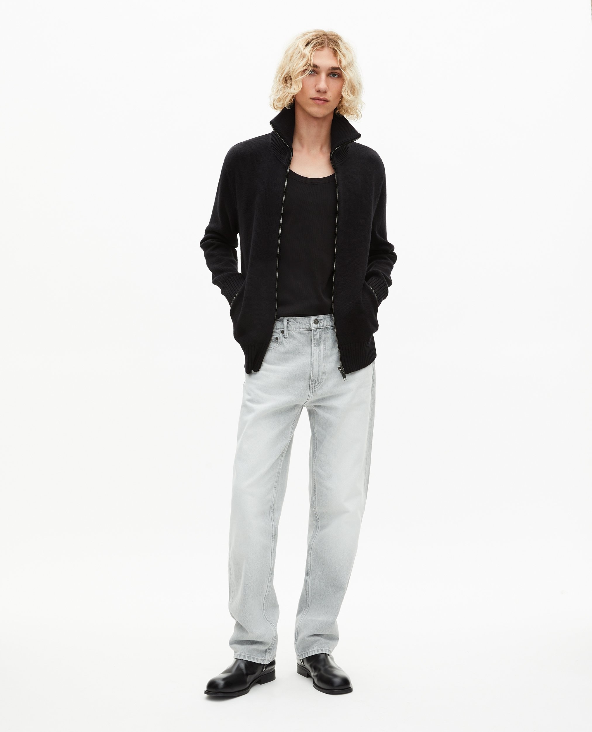 BLACK ZIP-UP CARDIGAN