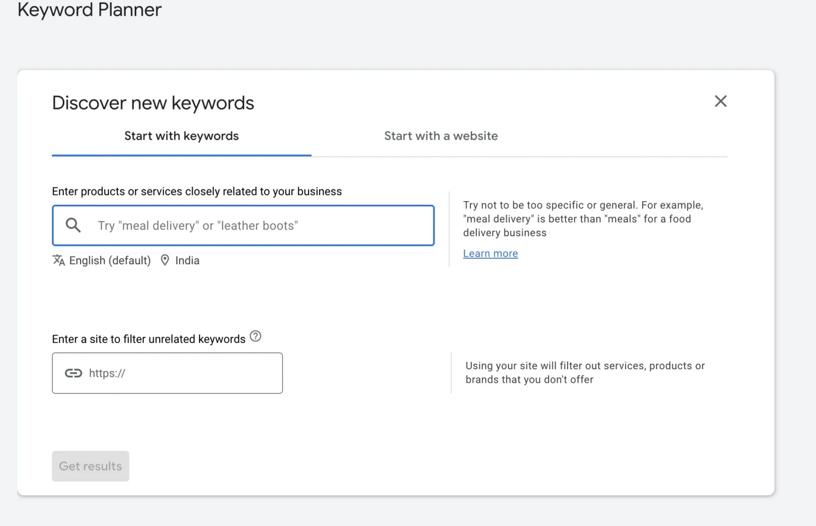 Google Keyword Planner