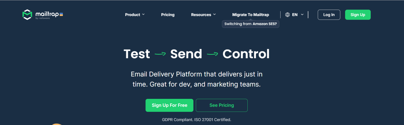 mailtrap homepage