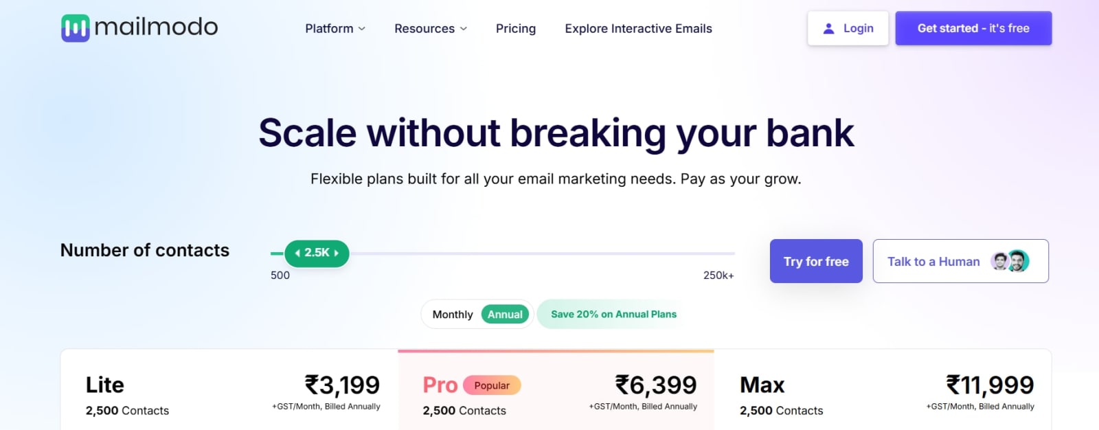 mailmodo pricing