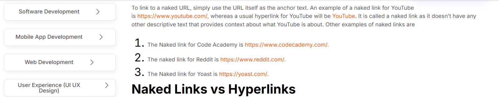 naked link url