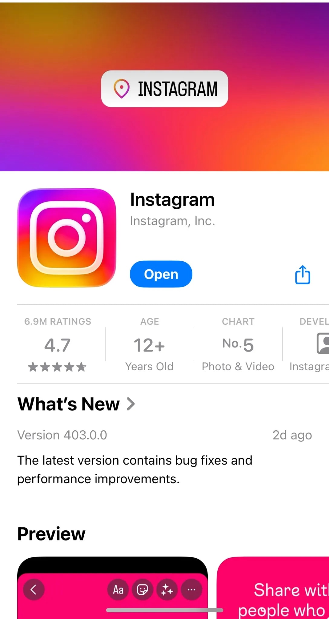 7. Update Instagram and your OS