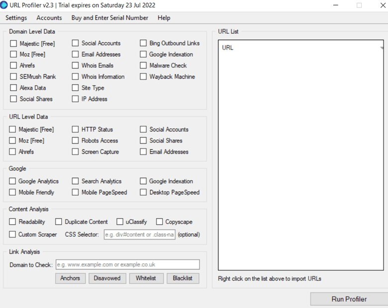 url profiler link building