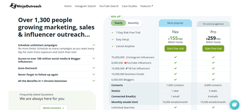 Ninja Outreach Pricing
