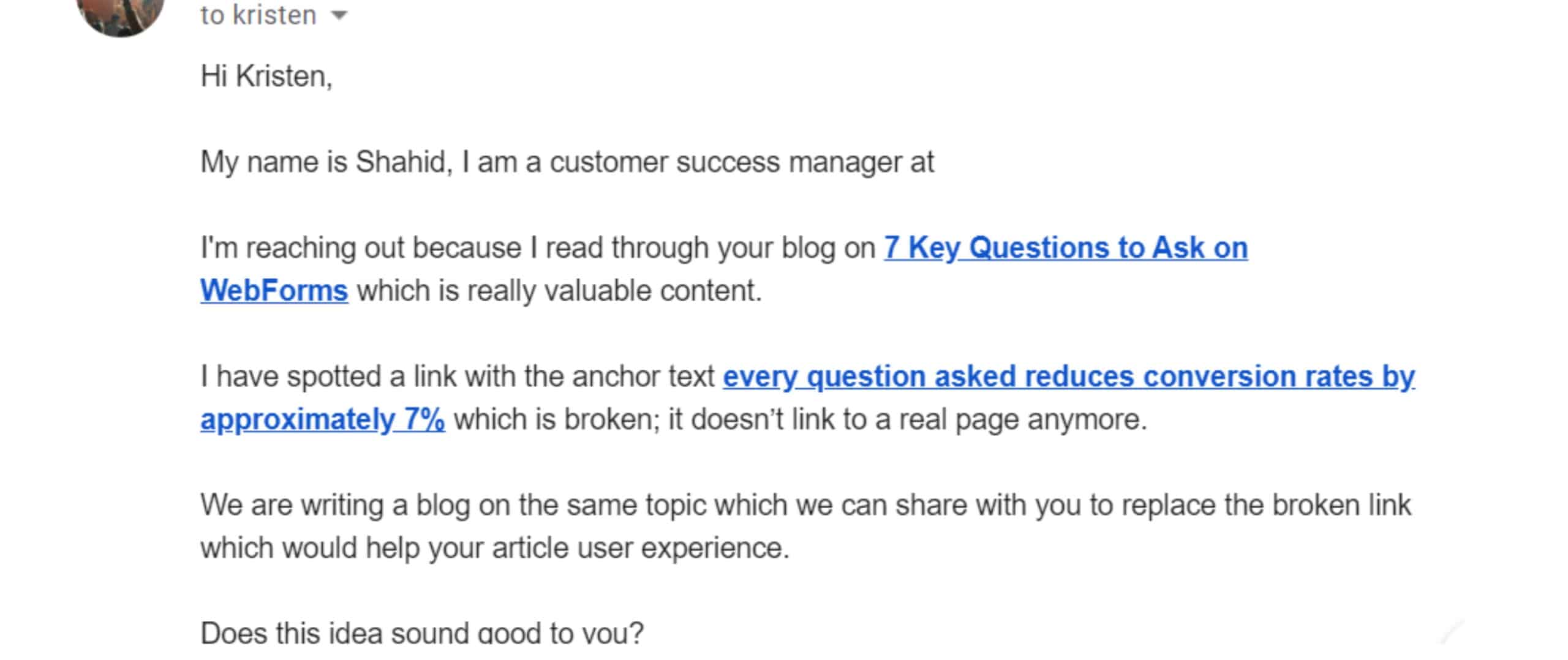 Broken Link Email Template