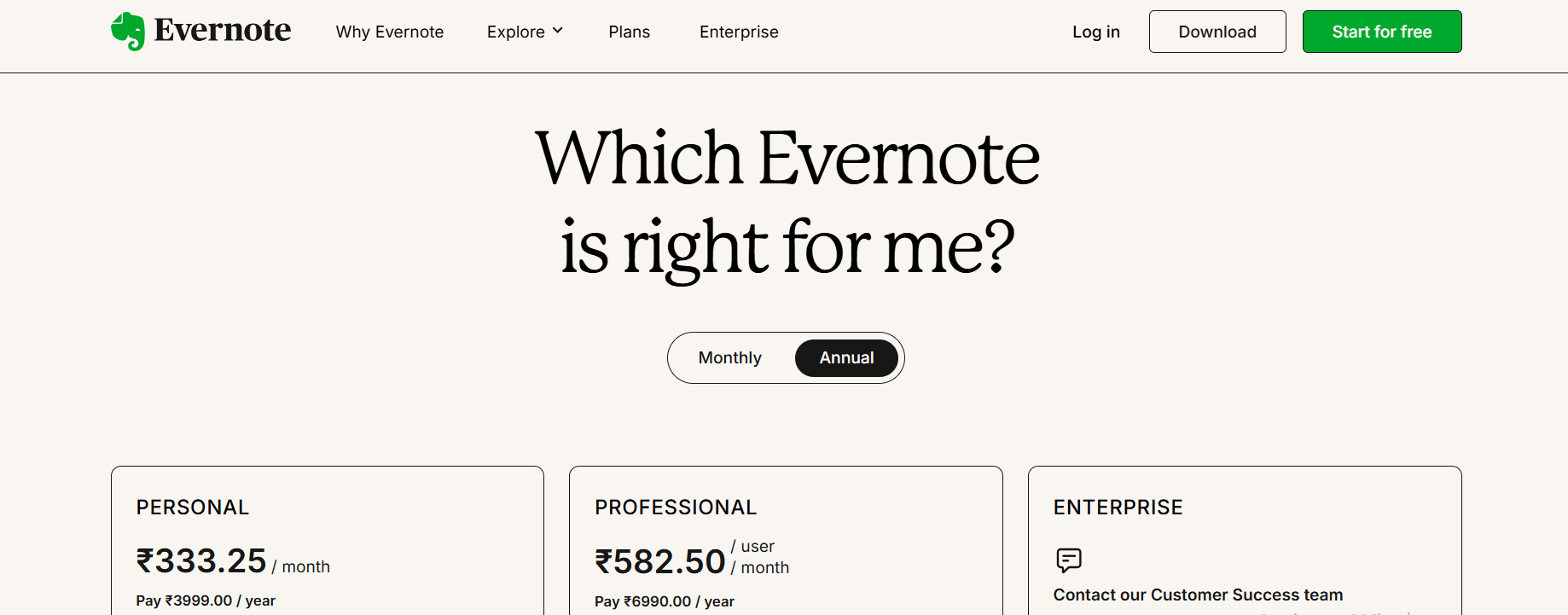 evernote pricing