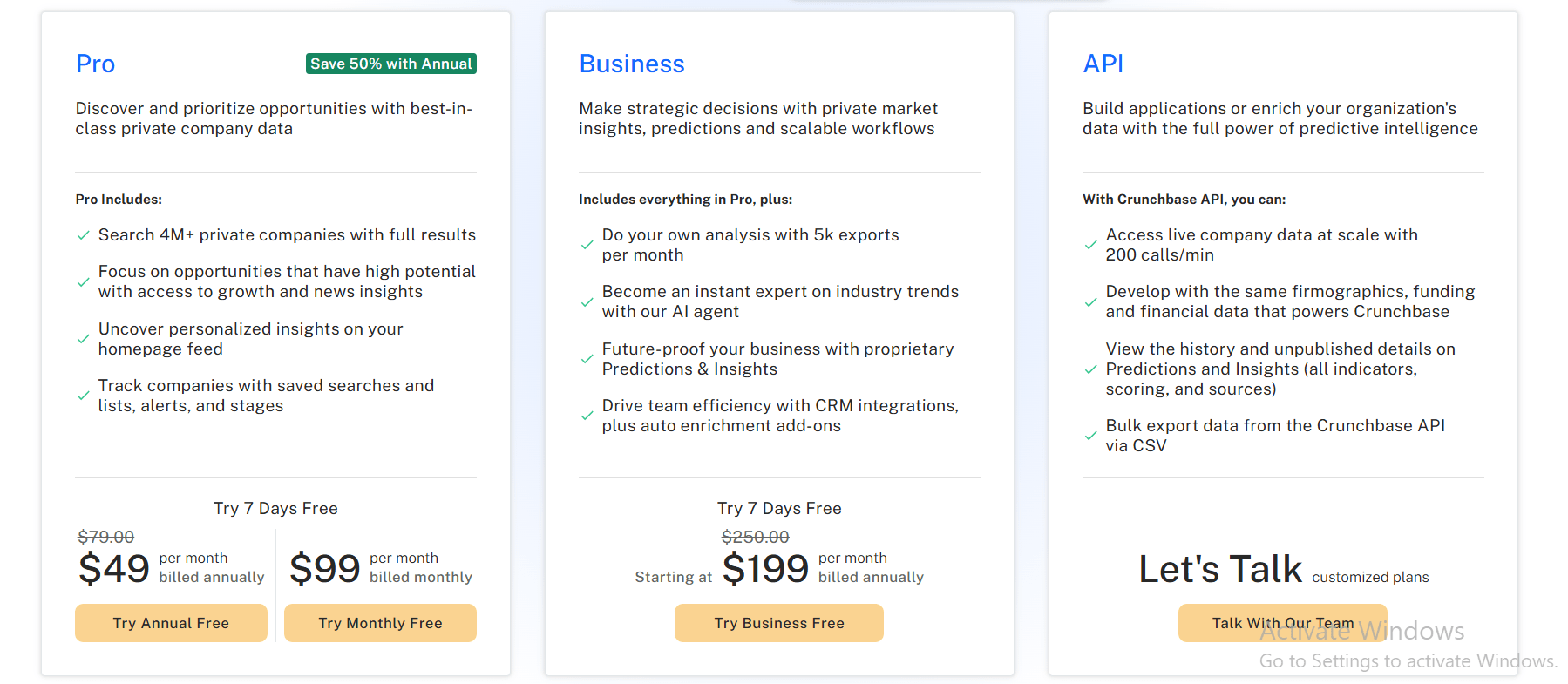 crunchbase pro pricing