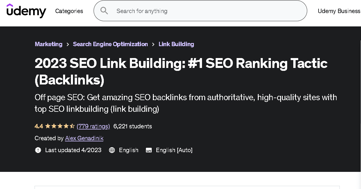 Ranking Tactic by Udemy
