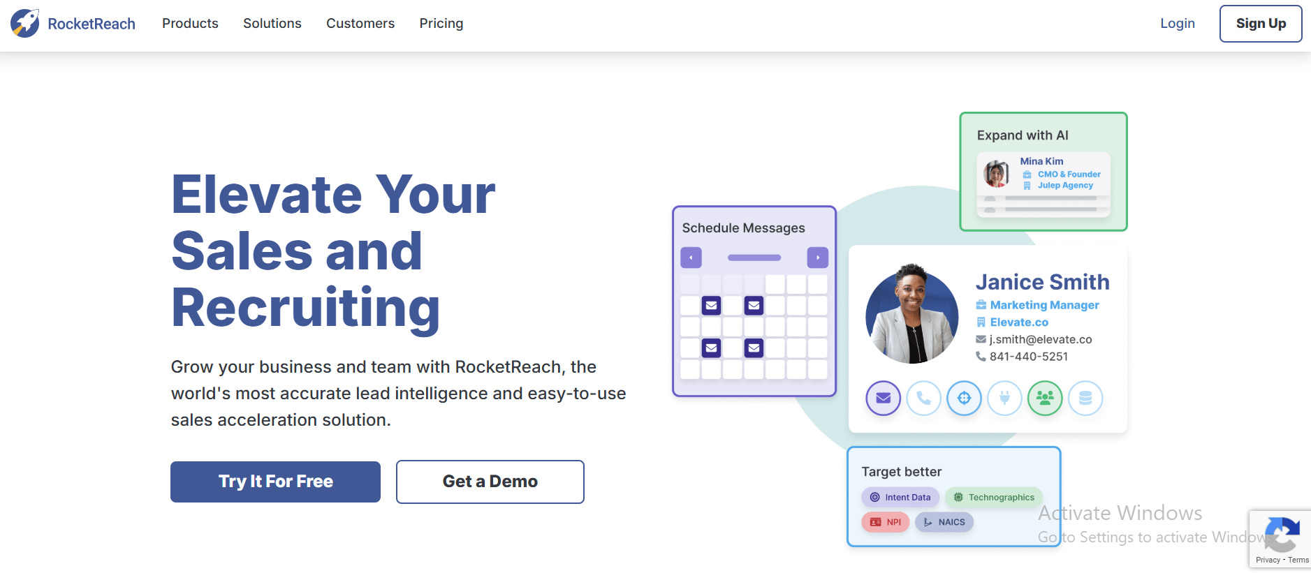 rocketreach homepage