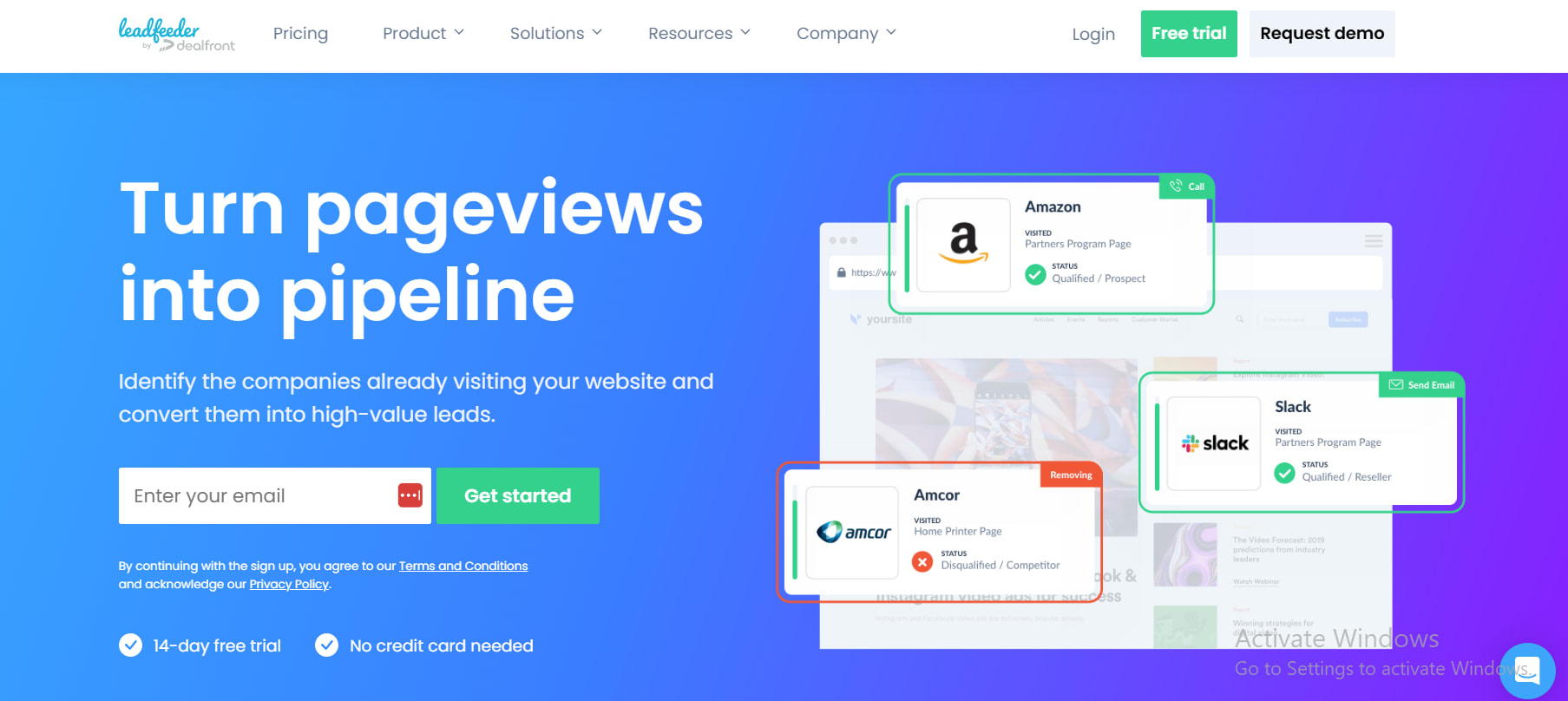 leadfeeder homepage