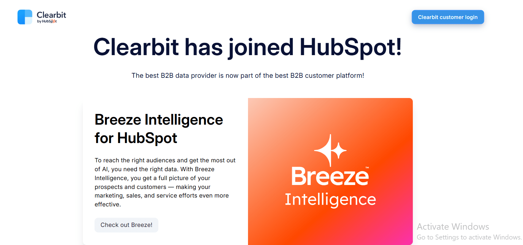 clearbit homepage