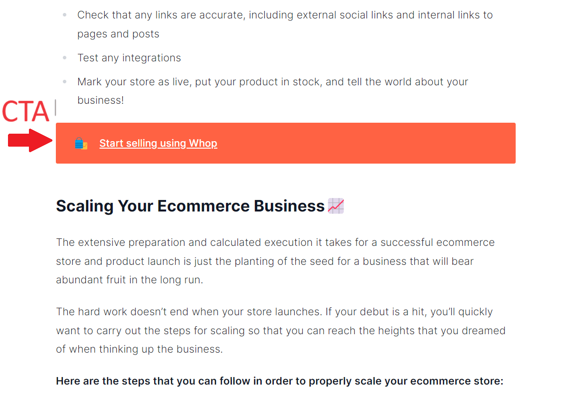 SEO Copywriting - Strategic CTA Example