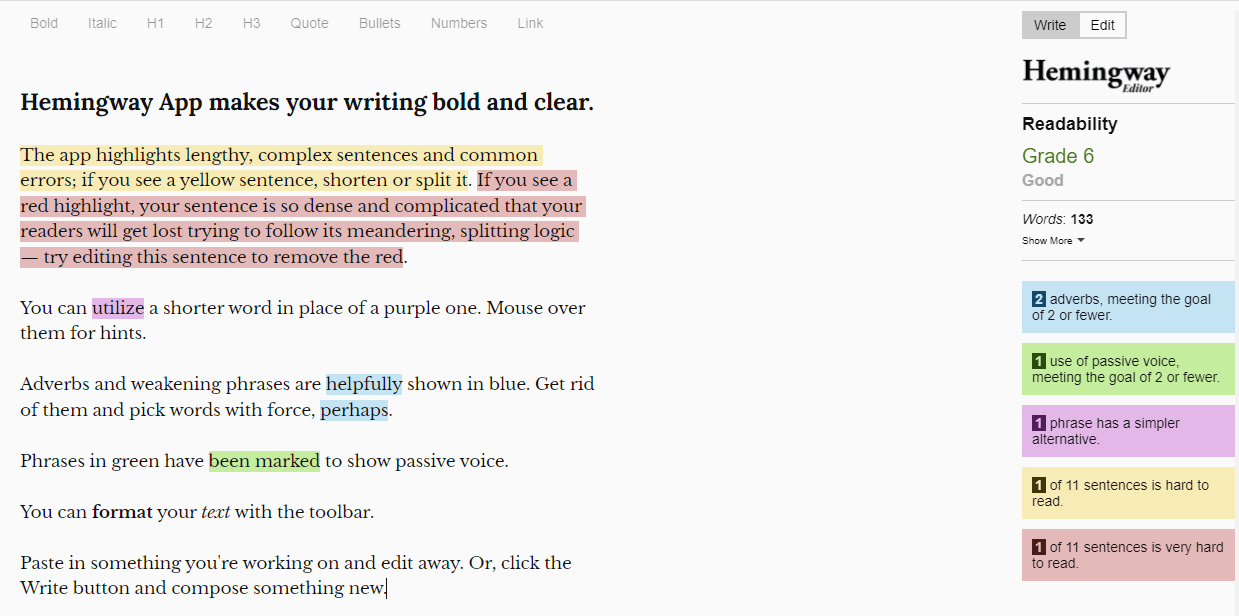 hemmingway app