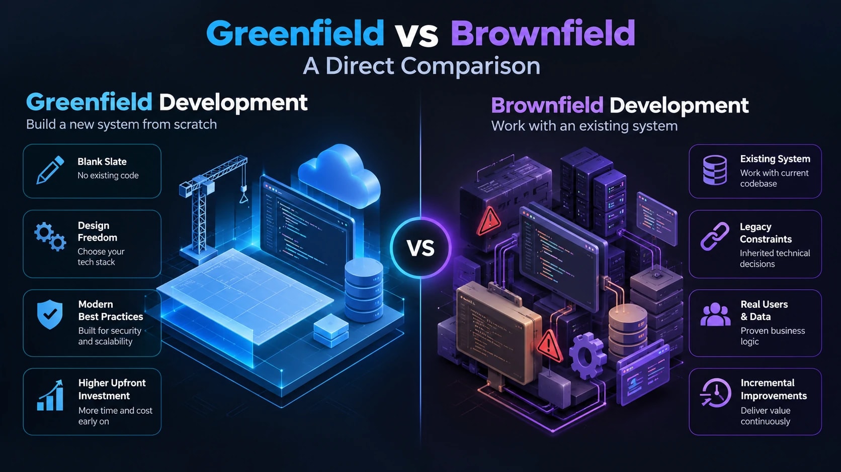 Greenfield Software Development vs Brownfield software development