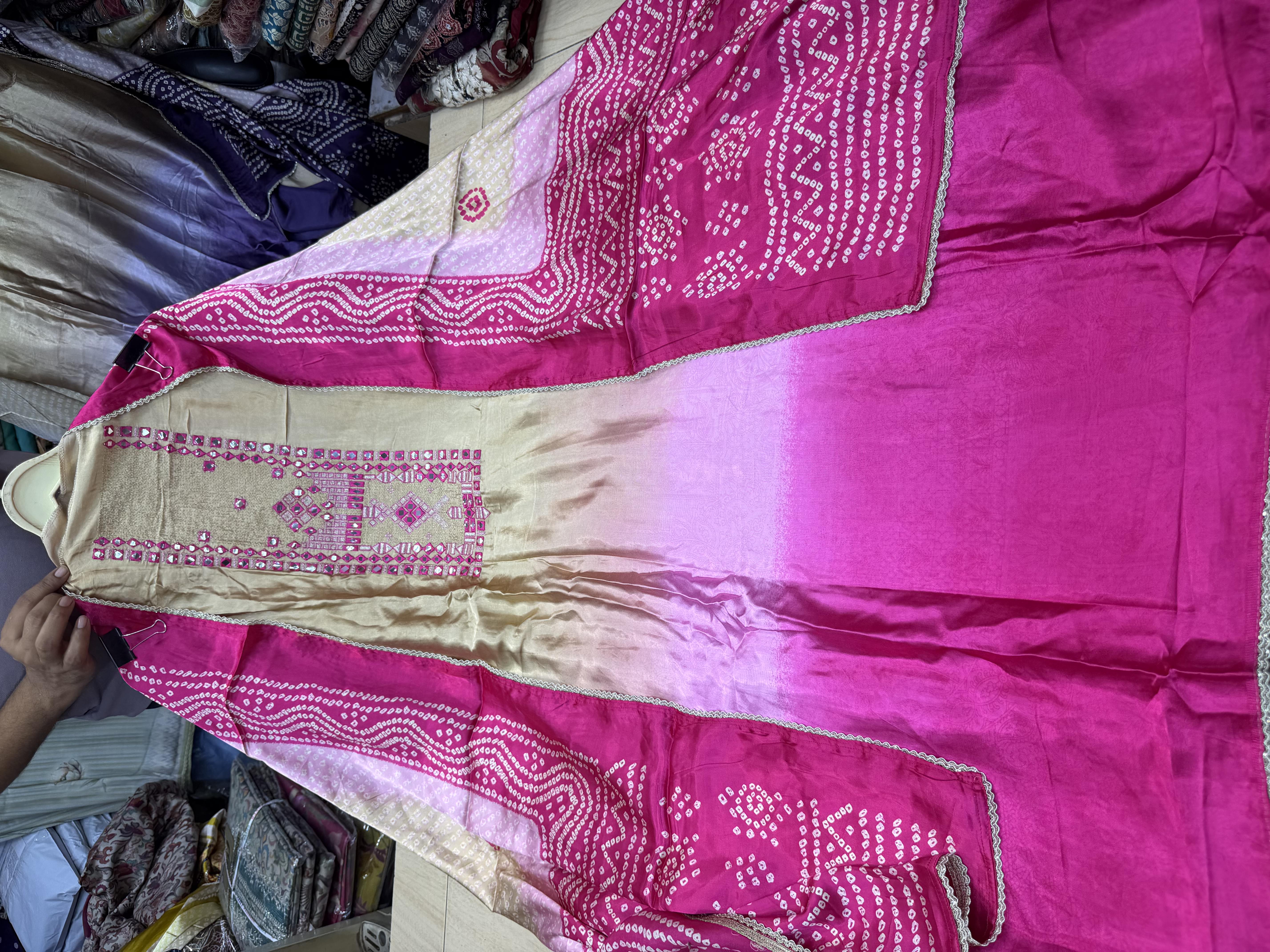 Rani Pink Ombre Gajji Silk Suit Set