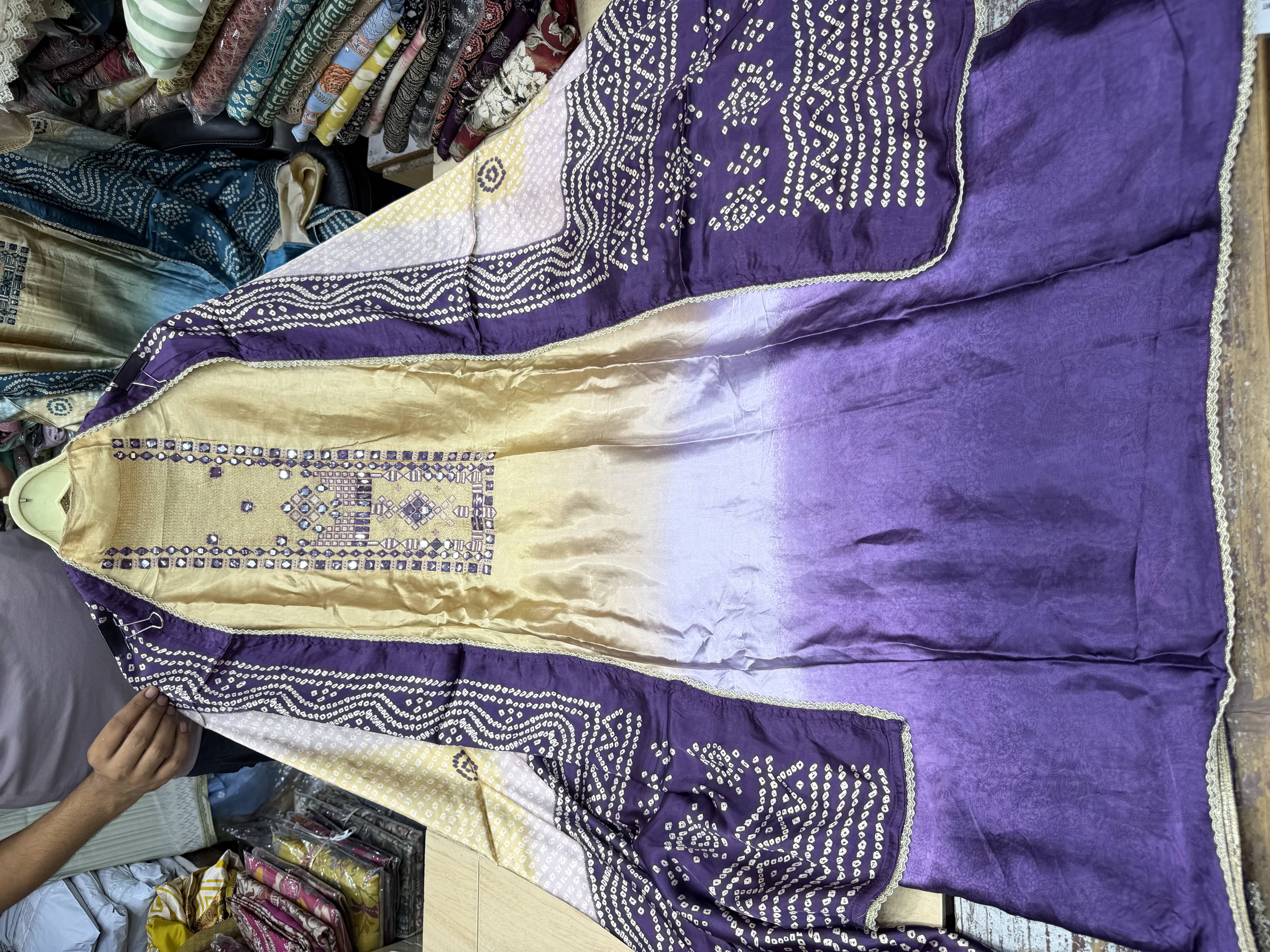 Royal Purple Ombre Gajji Silk Suit Set