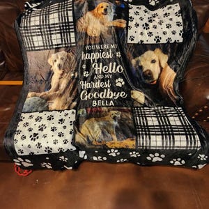 Click to view full screen Custom memorial pet photo blanket photo review