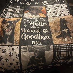 Click to view full screen Custom memorial pet photo blanket photo review