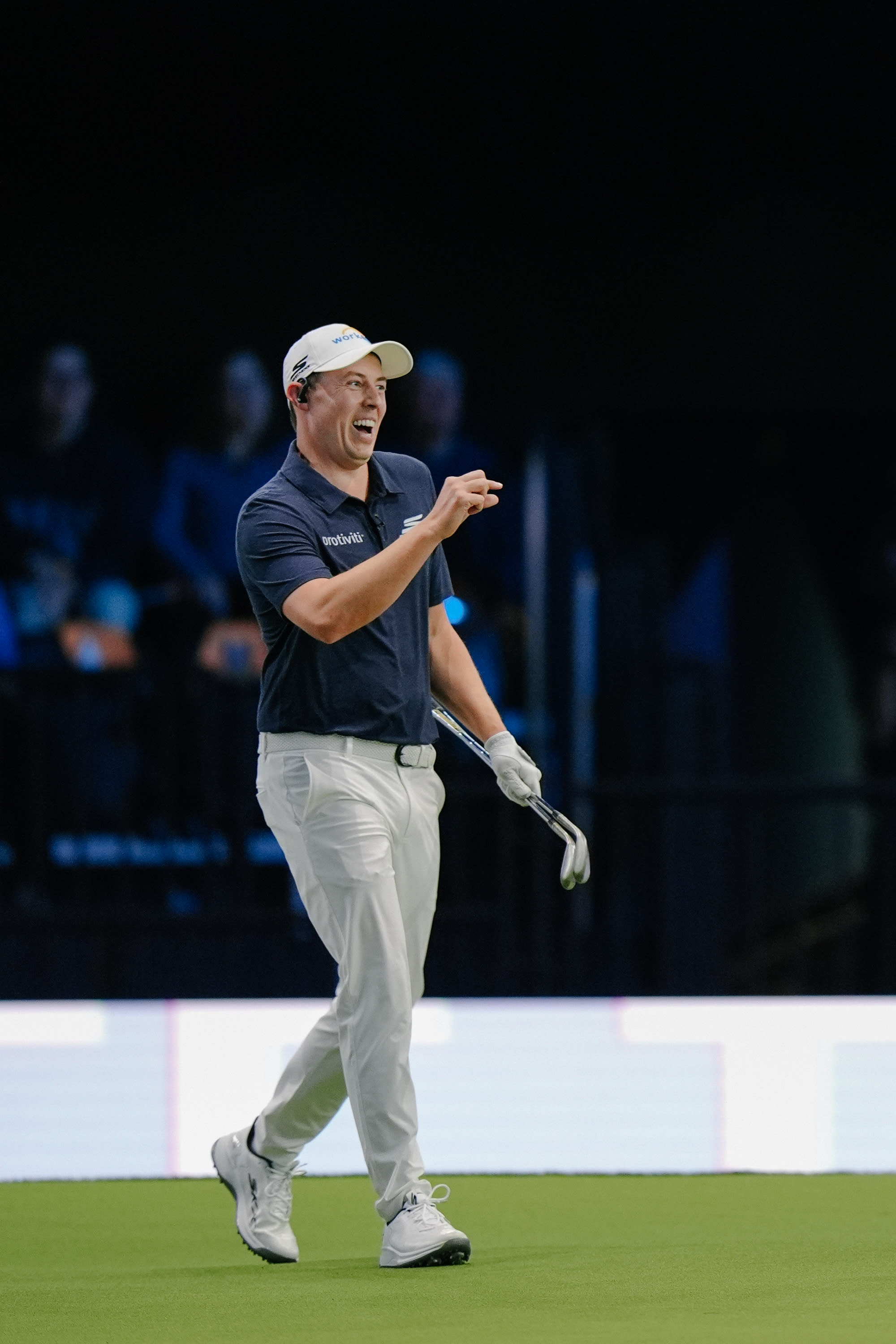 PALM BEACH GARDENS, FLORIDA - JANUARY 21: Matt Fitzpatrick of New York Golf Club hits a chip shot on the sixth hole during their TGL presented by SoFi match at SoFi Center on January 21, 2025 in Palm Beach Gardens, Florida. (Photo by Megan Briggs/TGL/TGL via Getty Images)