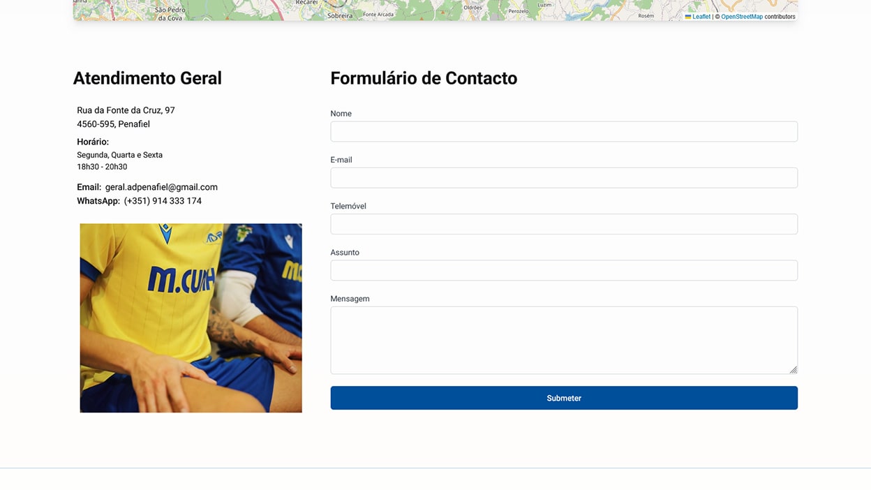 Secção de notícias do website da AD Penafiel