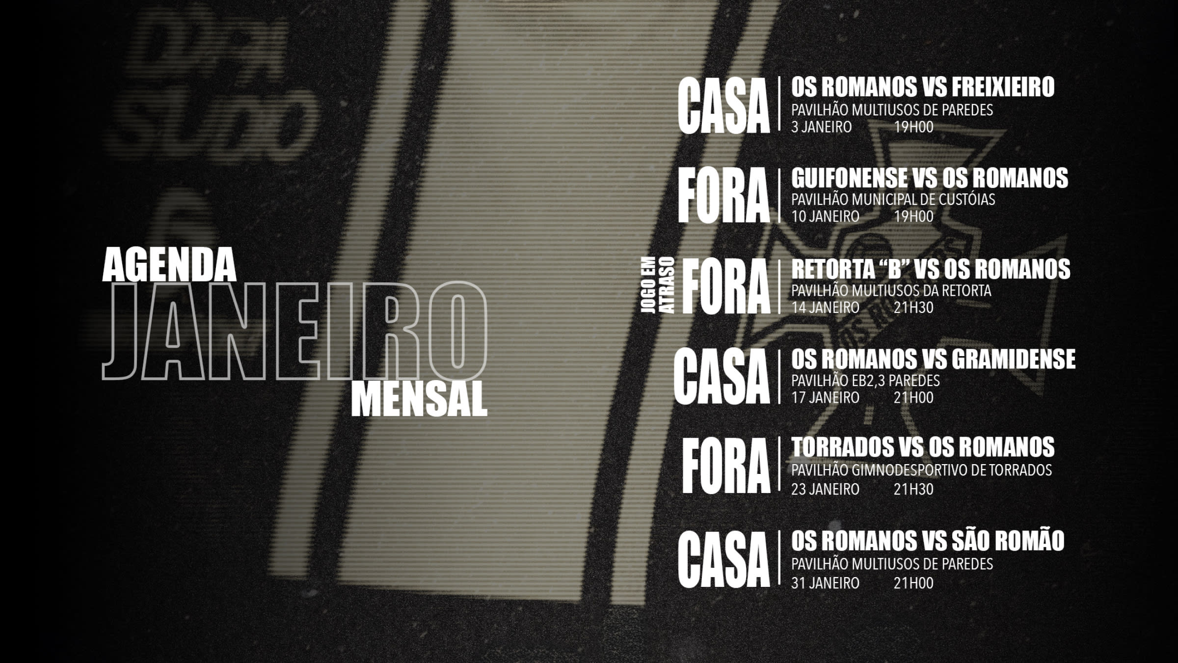 Aplicações de design para redes sociais e matchday d'Os Romanos