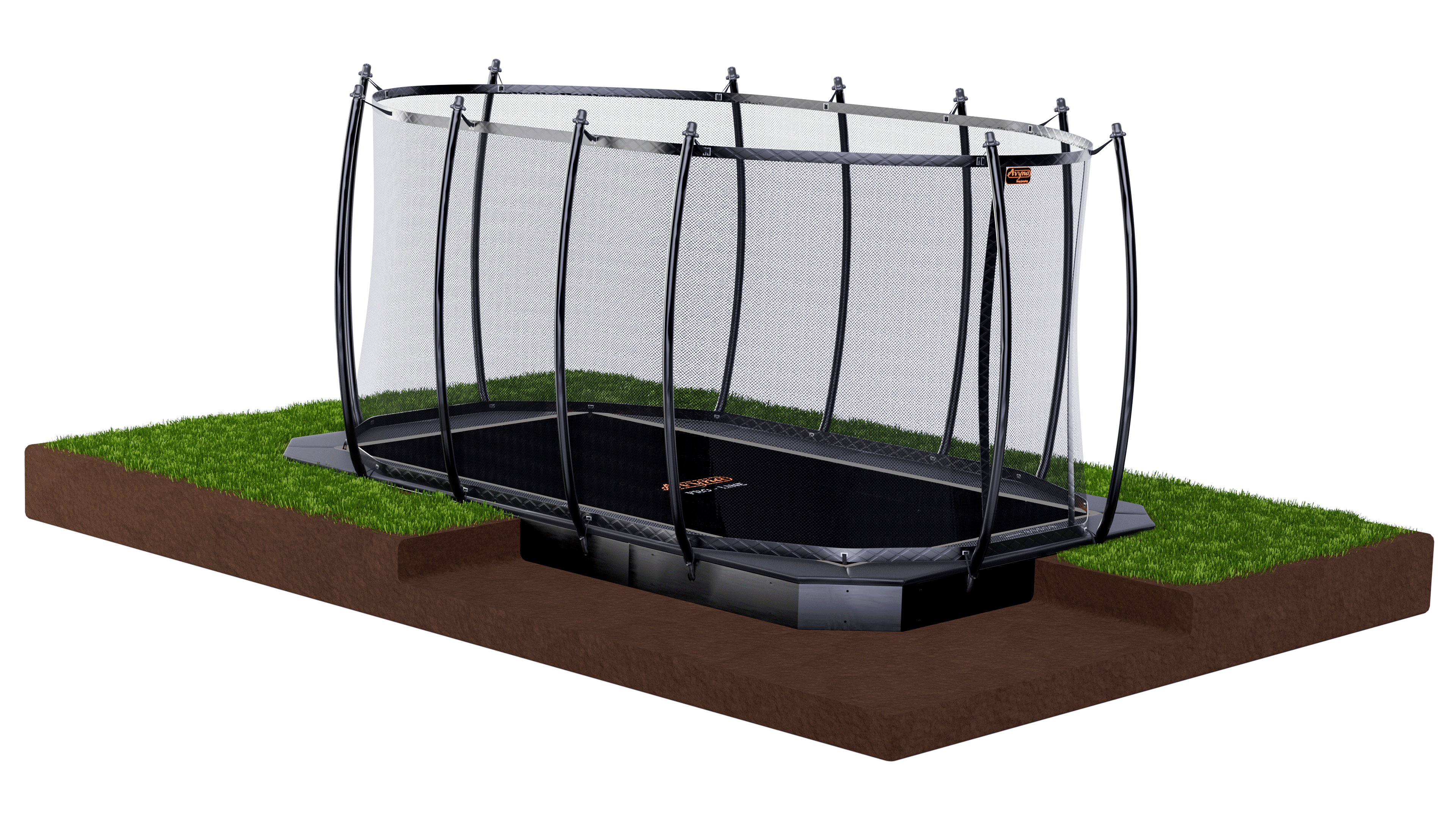 Avyna Trampoline FlatLevel Rechthoekig met veiligheidsnet