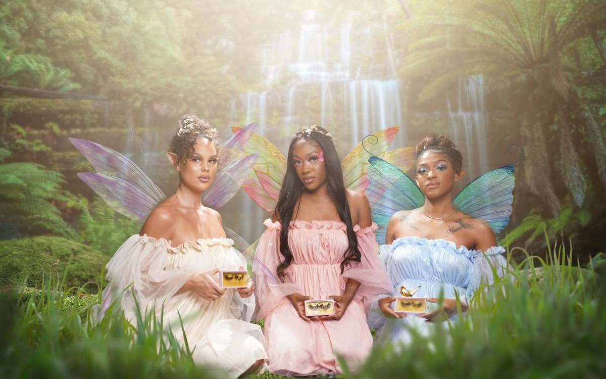 Fairy tea party at waterfall — fine art fantasy composite