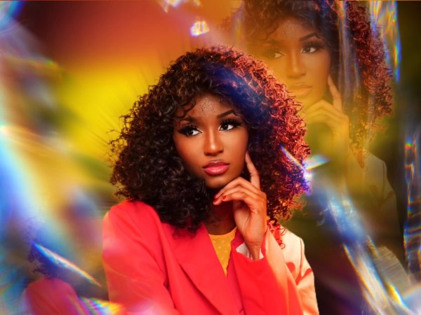 Prismatic holographic editorial portrait — creative