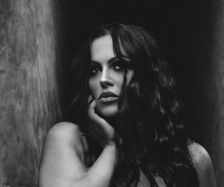 Black and white moody portrait — dark fantasy