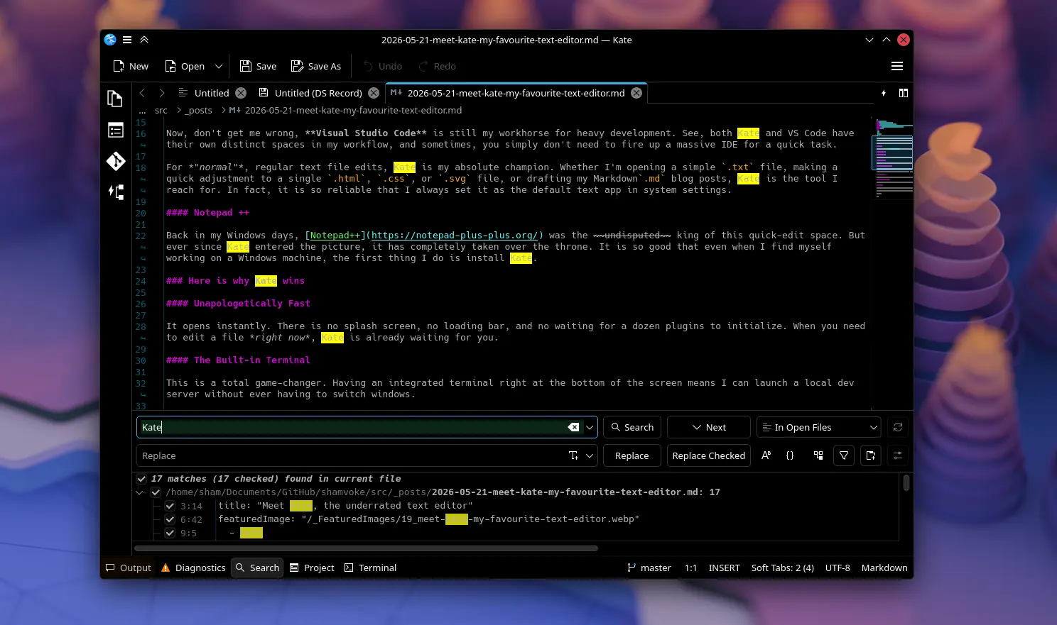 Kate screenshot
