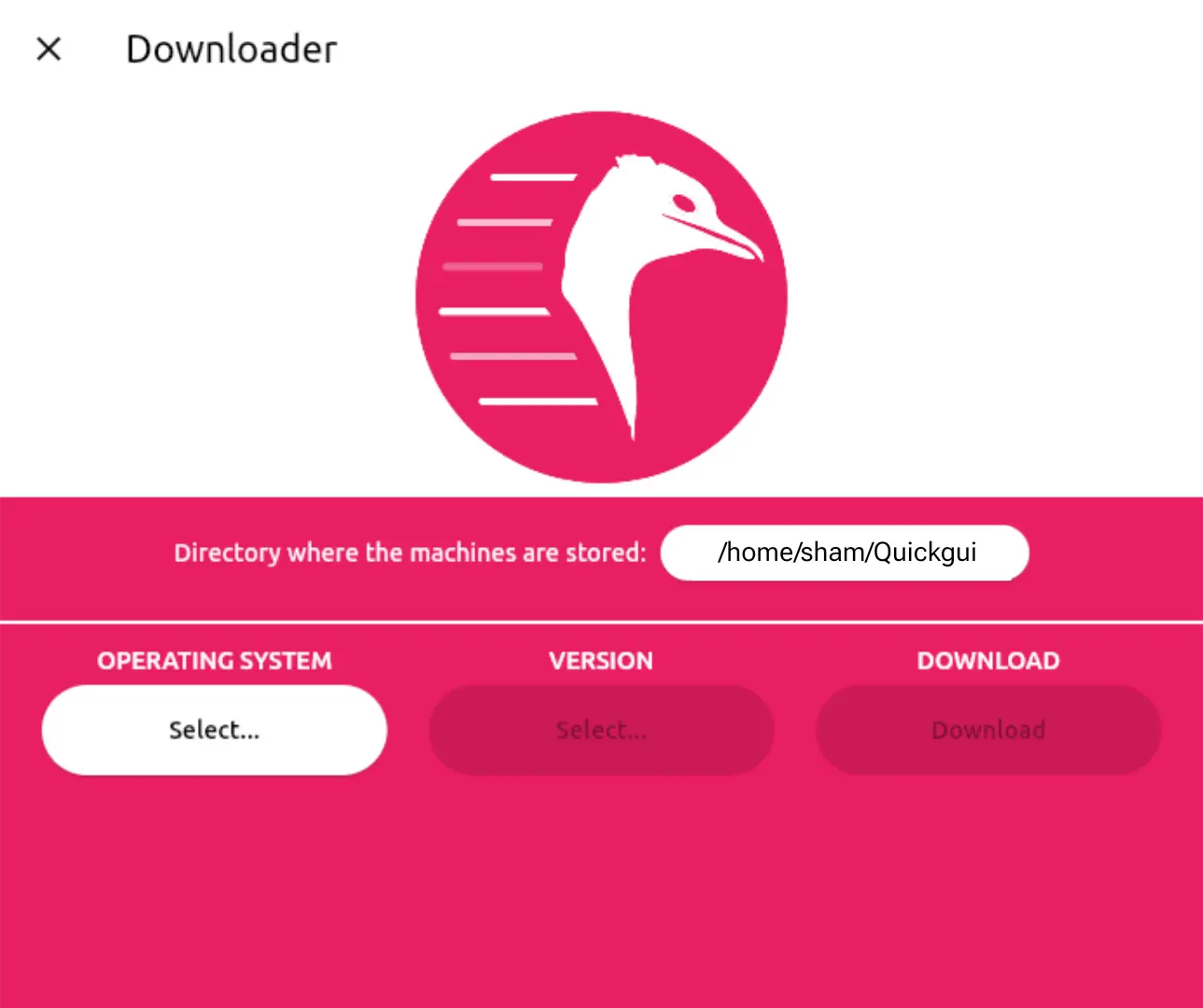 quickemu downloader screen