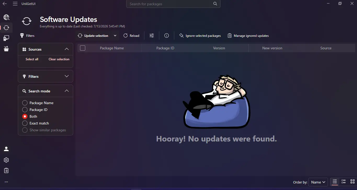 UniGetUI update tab screenshot