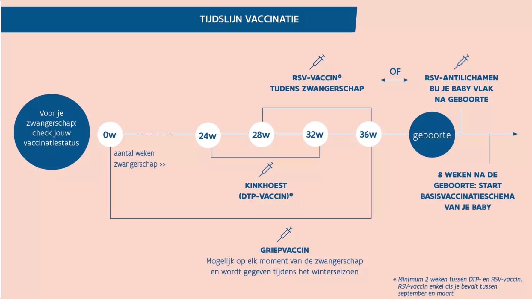 Tijdslijn vaccinatie bij zwangerschap