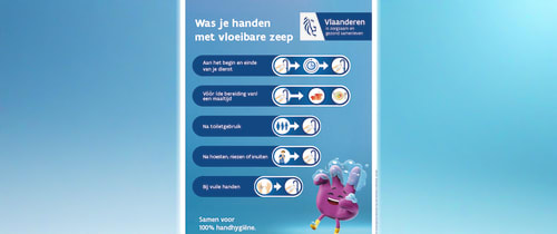 Affiche over handen wassen met vloeibare zeep