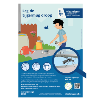 Affiche Leg de tijgermug droog. Verwijder mogelijke broedplaatsen.