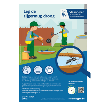 Affiche Leg de tijgermug droog. Groendiensten en volkstuintjes.