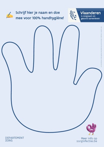 Affiche (A3) - Schrijf hier je naam en doe mee voor 100% handhygiëne!