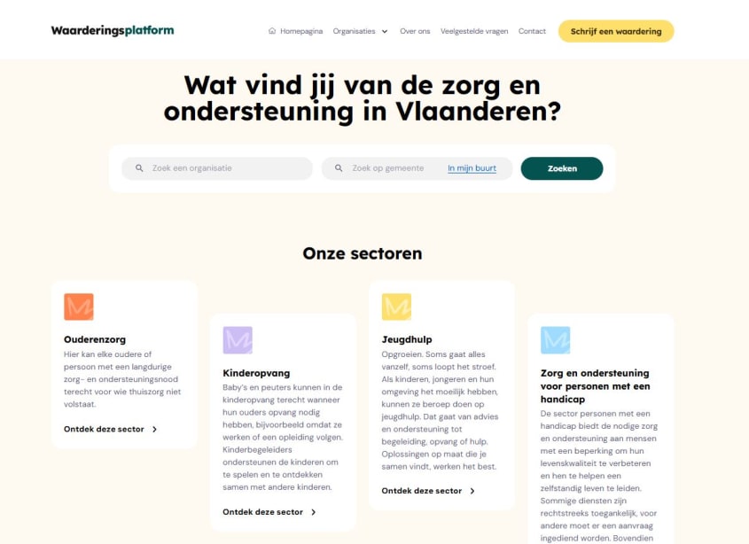 Screenshot website waarderingsplatform