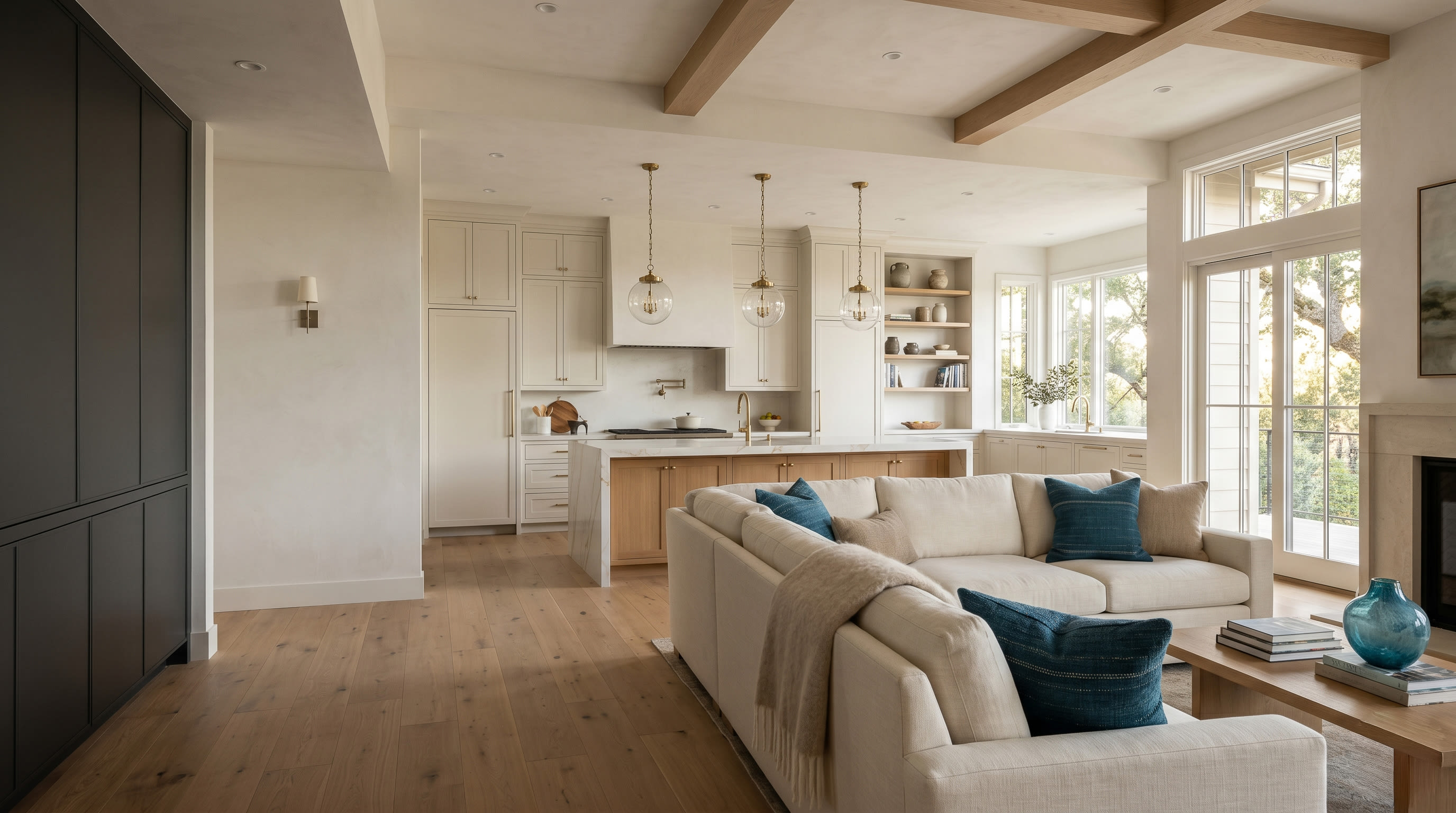 Fully renovated open-concept home interior with new kitchen, flooring and finishes throughout in Roseville CA