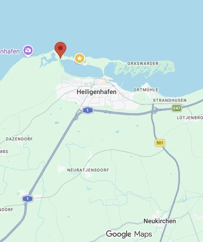 Google Maps Kartenausschnitt Steinwarder Heiligenhafen