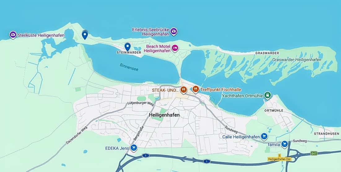 Anreise Karte Heiligenhafen am Steinwarder
