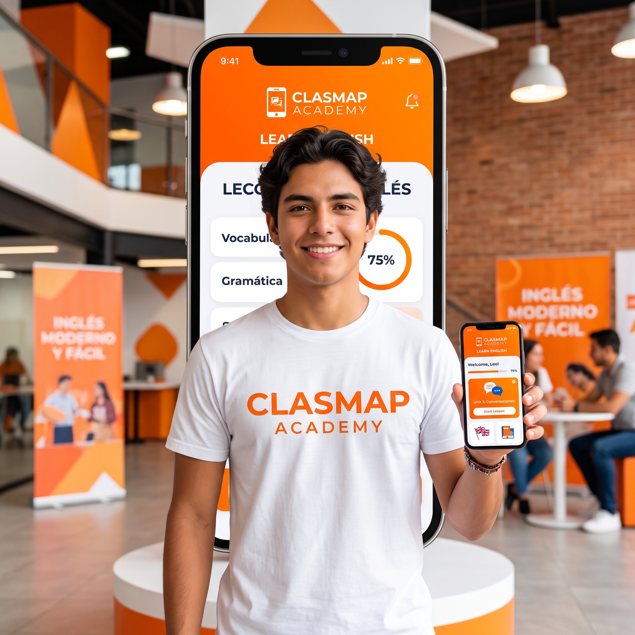App oficial de Clasmap Academy en el teléfono