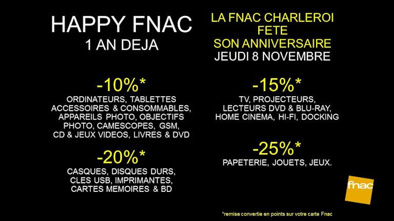 Votre Fnac Ville 2 Fete Son Anniversaire Centre Commercial Ville2 Charleroi Belgique