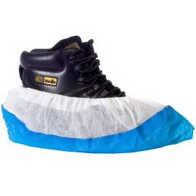 Supertouch CPE/PP Deluxe Overshoes Disposable - White Blue - 400 Pieces