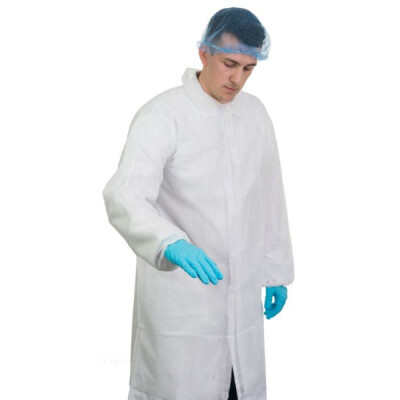 Supertouch Non-Woven Coat With Elasticated Cuffs Disposable Coveralls - 50 Pieces - Blue